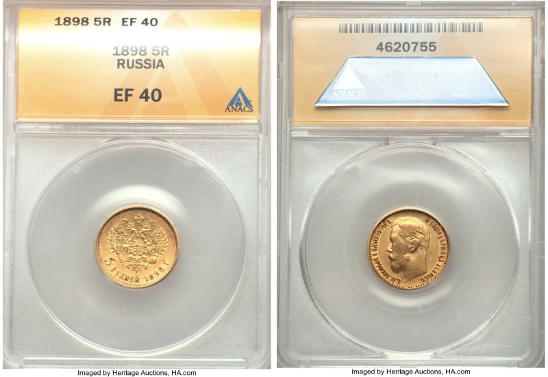 Nicholas II gold 5 Roubles 1898 XF40 ANACS, KM-Y62.

HID09801242017

© 2020 ...