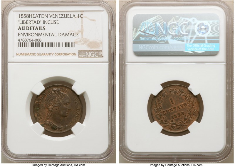 Republic 3-Piece Lot of Certified Assorted Centavos NGC, 1) Centavo 1858-HEATON ...