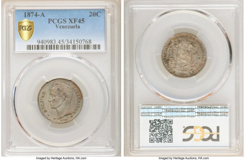 Republic 20 Centavos 1874-A XF45 PCGS, Paris mint, KM-Y14. 

HID09801242017
...