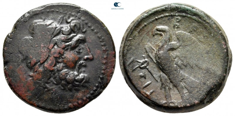 Bruttium. The Brettii circa 216-214 BC. 
Bronze Æ

23 mm, 10,16 g

Laureate...