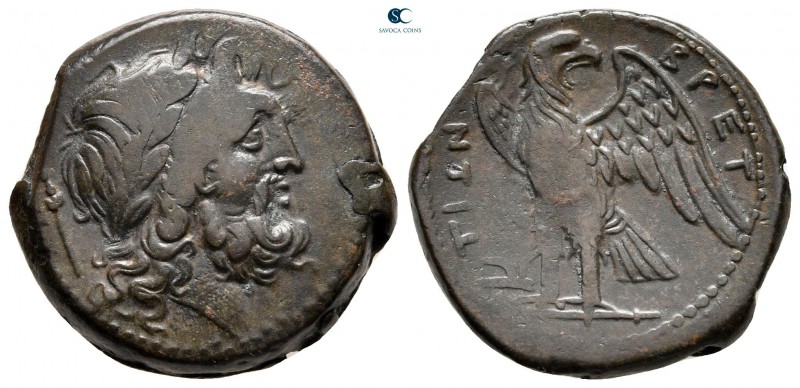 Bruttium. The Brettii circa 211-208 BC. 
Bronze Æ

21 mm, 8,66 g

Laureate ...