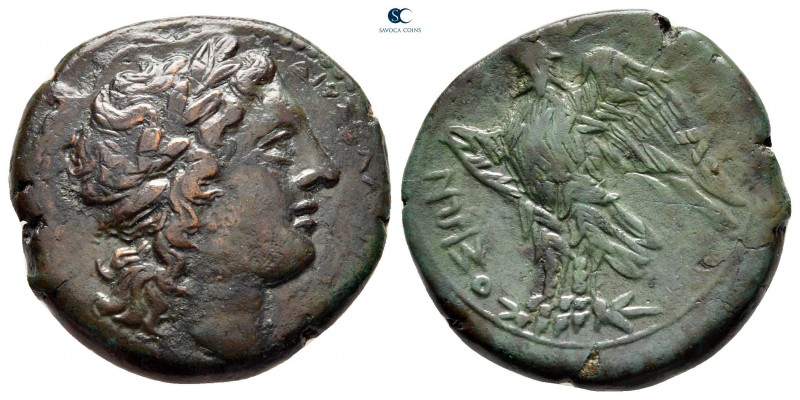 Sicily. Syracuse. Hiketas 287-278 BC. 
Bronze Æ

22 mm, 7,75 g

ΔI[OΣ EΛΛAN...
