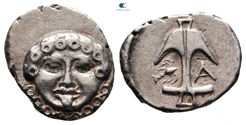 Thrace. Apollonia Pontica circa 420-300 BC. 
Drachm AR

13 mm, 2,81 g

Gorg...