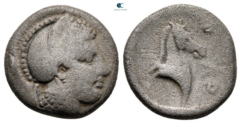 Thessaly. Pharsalos circa 450-420 BC. 
Hemidrachm AR

13 mm, 2,72 g

Head o...
