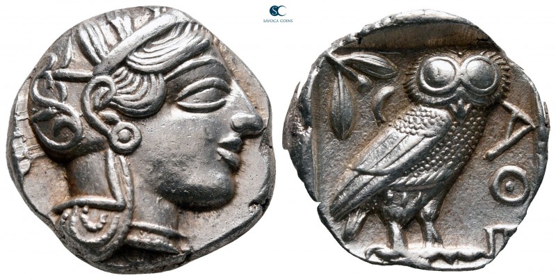 Attica. Athens circa 454-404 BC. 
Tetradrachm AR

23 mm, 17,18 g

Head of A...