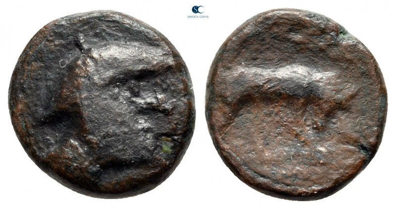 Crete. Gortyna circa 85-82 BC. 
Bronze Æ

12 mm, 2,06 g

Head of Hermes rig...