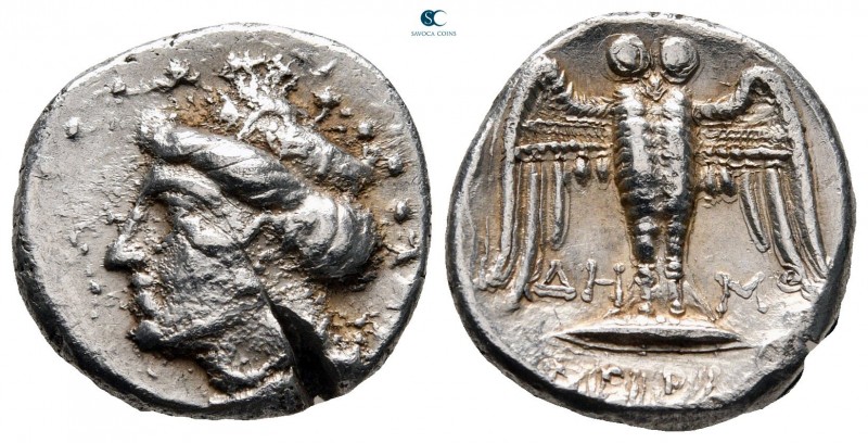 Pontos. Amisos (as Peiraieos) circa 420-300 BC. ΔΗΜΟ- (Demo-), magistrate 
Sigl...