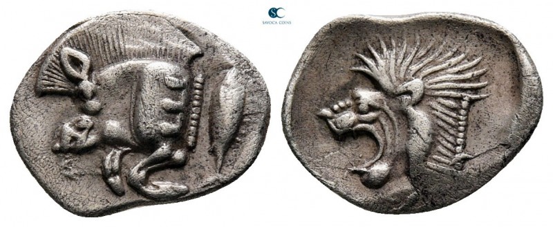 Mysia. Kyzikos circa 450-400 BC. 
Obol AR

13 mm, 0,68 g

Forepart of boar ...