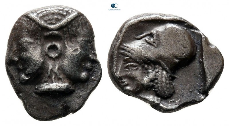 Mysia. Lampsakos circa 500-490 BC. 
Diobol AR

11 mm, 1,11 g

Female janifo...