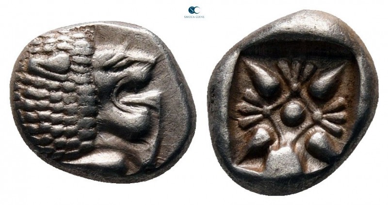 Ionia. Miletos circa 525-475 BC. 
Diobol AR

10 mm, 1,25 g

Forepart of a l...