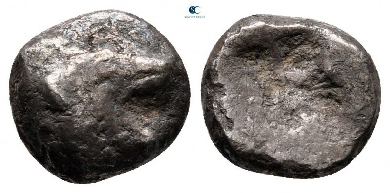 Caria. Lindos circa 500-475 BC. 
Diobol AR

9 mm, 1,14 g

Head of roaring l...