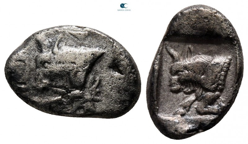Caria. Uncertain mint ('Mint D') circa 500-450 BC. 
Diobol AR

15 mm, 2,10 g...