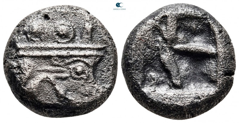 Lycia. Phaselis circa 530-480 BC. 
Stater AR

18 mm, 9,04 g

Prow of galley...