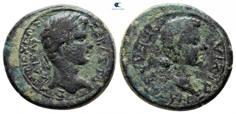 Caria. Antiocheia ad Maeander. Augustus with Livia 27 BC-AD 14. Agelaos (chairpe...