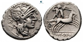 L. Licinius Crassus and Domitius Ahenobarbus with L. Cosconius 118 BC. Rome. Serrate Denarius AR