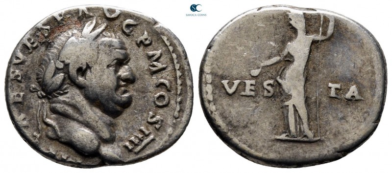 Vespasian AD 69-79. Rome
Denarius AR

20 mm, 3,22 g

[IMP] CAES VESP AVG P ...