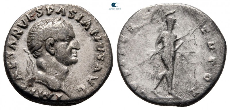 Vespasian AD 69-79. Struck AD 70. Rome
Denarius AR

17 mm, 3,19 g

IMP CAES...