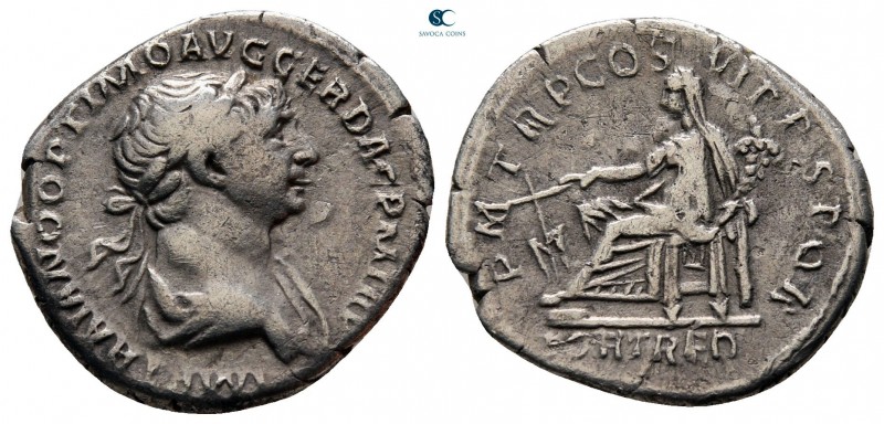 Trajan AD 98-117. Rome
Denarius AR

20 mm, 2,96 g

[IMP T]RAIANO OPTIMO AVG...