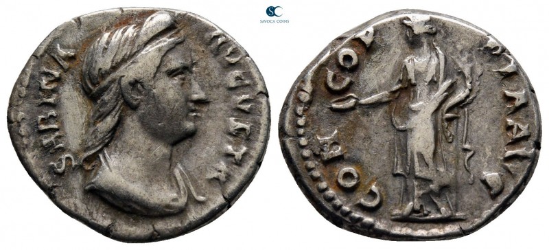 Sabina. Augusta AD 128-137. Rome
Denarius AR

17 mm, 3,37 g

SABINA AVGVSTA...