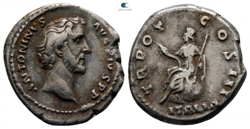 Antoninus Pius AD 138-161. Rome
Denarius AR

18 mm, 3,54 g

ANTONINVS AVG P...