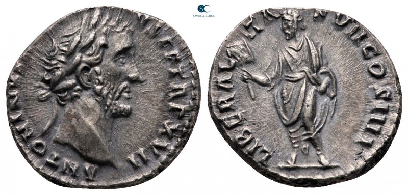Antoninus Pius AD 138-161. Rome
Denarius AR

15 mm, 3,38 g

ANTONIN[VS AVG ...