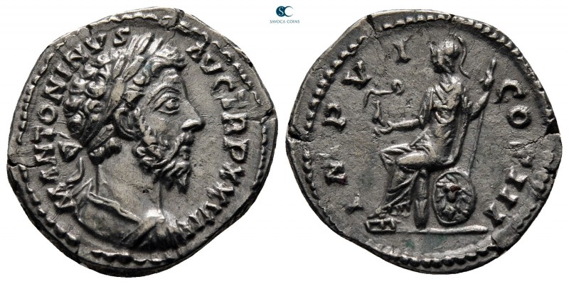 Marcus Aurelius AD 161-180. Rome
Denarius AR

20 mm, 3,11 g

M ANTONINVS AV...