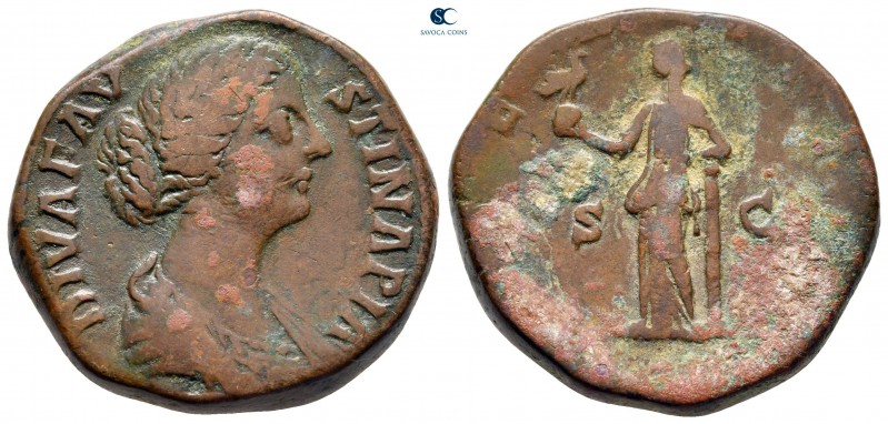 Diva Faustina II AD 175-176. Rome
Sestertius Æ

28 mm, 25,76 g

DIVA FAVSTI...