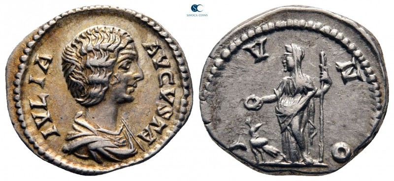 Julia Domna. Augusta AD 193-217. Rome
Denarius AR

17 mm, 3,45 g

IVLIA AVG...