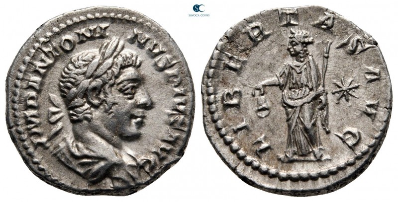 Caracalla AD 198-217. Rome
Denarius AR

18 mm, 3,41 g

IMP ANTONINVS PIVS A...