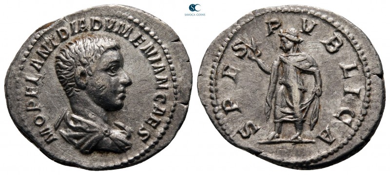 Diadumenian AD 218-218. Rome
Denarius AR

21 mm, 2,54 g

M OPEL ANT DIADVME...