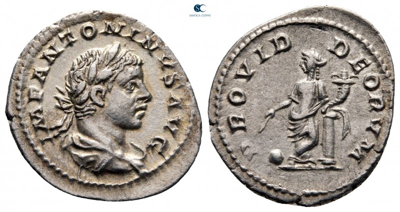Elagabal AD 218-222. Rome
Denarius AR

19 mm, 2,43 g

MP ANTONINVS AVG, lau...