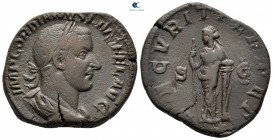 Gordian III AD 238-244. 3rd officina. 13th emission, AD 244. Rome. Sestertius Æ