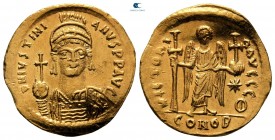 Justinian I AD 527-565. Struck AD 538-545. Constantinople. 9th officina. Solidus AV