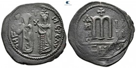 Phocas, with Leontia AD 602-610. Theoupolis (Antioch). Follis or 40 Nummi Æ