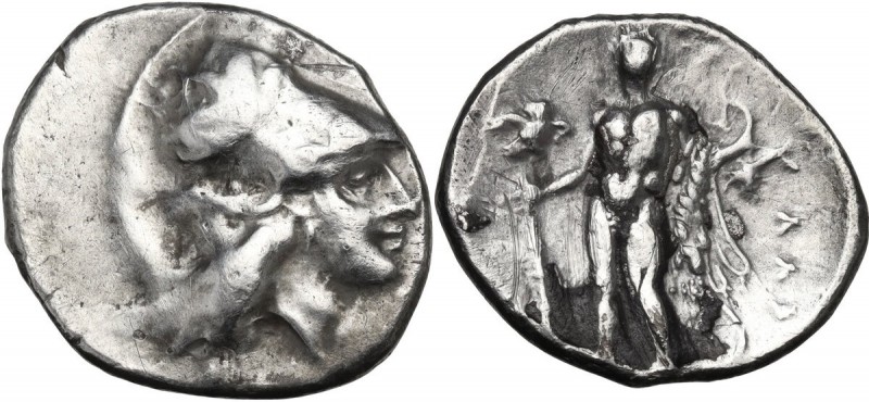 Greek Italy. Southern Lucania, Heraclea. AR Stater, c. 281-278 BC. Obv. Helmeted...