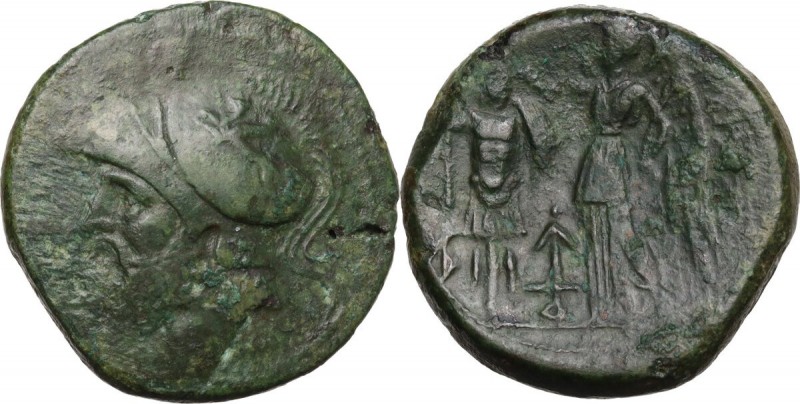 Greek Italy. Bruttium, The Brettii. AE Double Unit, circa 214-211 BC. Obv. Beard...