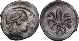 Sicily. Syracuse. Second Democracy (466-405 BC). AR Litra, 460-450 BC. Obv. ΣYPA. Diademed head of Arethusa right. Rev. Cuttle-fish. HGC 2 1375; SNG C...
