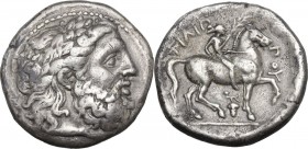 Continental Greece. Kings of Macedon. Philip II (359-336 BC). AR Tetradrachm. Amphipolis mint. Lifetime issue, struck circa 348-342 BC. Obv. Laureate ...