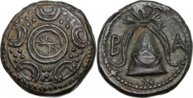 Continental Greece. Kings of Macedon. Alexander III 'the Great' (336-323 BC). AE 16 mm. uncertain mint in Macedon. Obv. Macedonian shield with thunder...