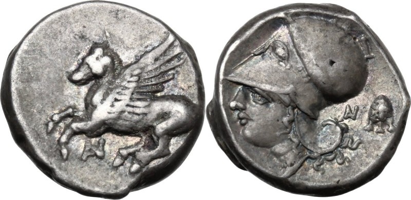 Continental Greece. Akarnania, Anactorium. AR Stater, 345-300 BC. Obv. Pegasos f...