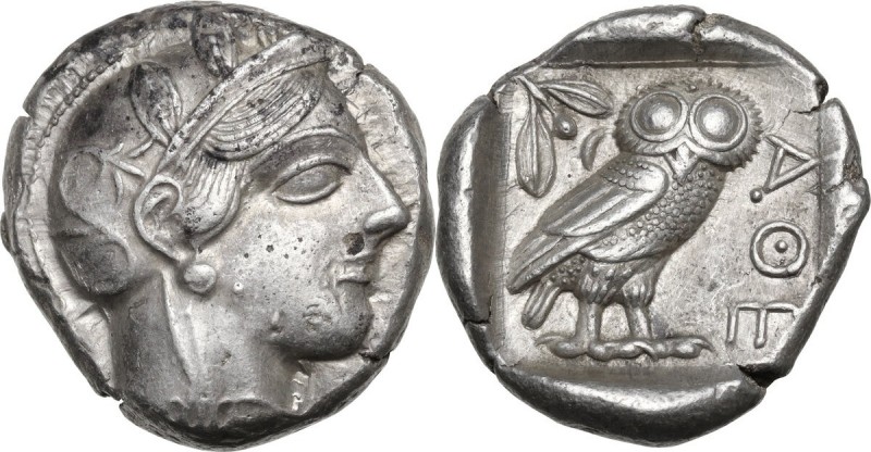 Continental Greece. Attica, Athens. AR Tetradrachm, c. 454-404 BC. Obv. Helmeted...
