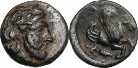 Greek Asia. Mysia, Iolla. AE 10 mm. 4th century. Obv. Laureate head of Zeus right. Rev. [ΙΟΛΛΑ?]. Forepart of Pegasos right; below, grain ear. Cf. SNG...