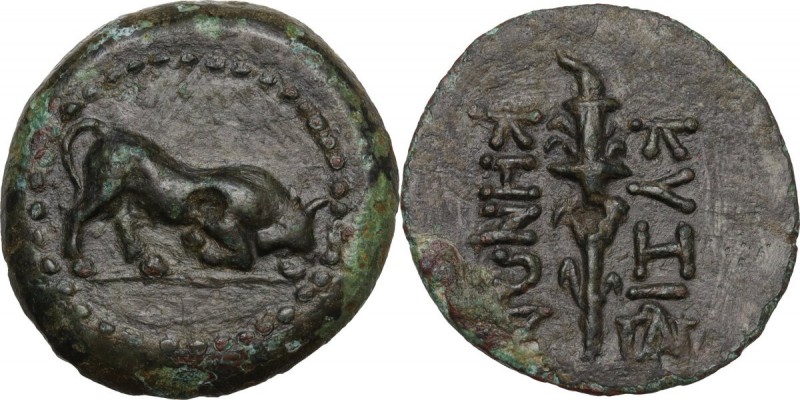 Greek Asia. Mysia, Kyzikos. AE 25mm. 2nd-1st century BC. Obv. Bull butting right...