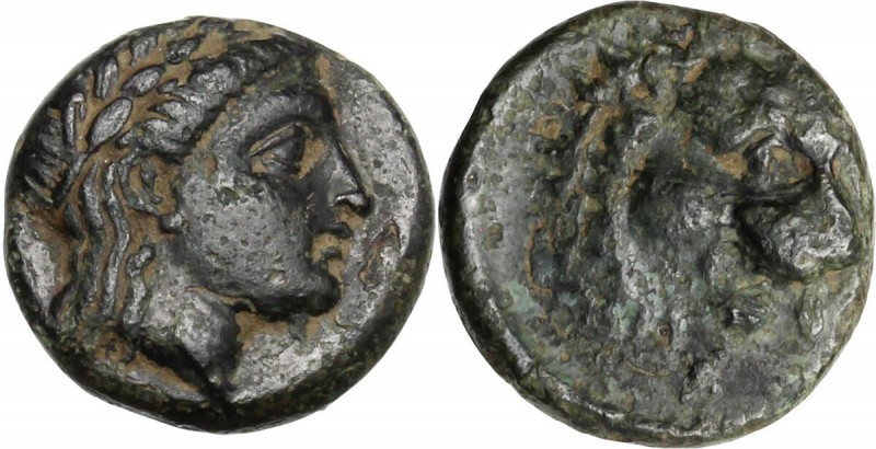 Greek Asia. Troas, Antandros. AE 11 mm. 4th-3rd century BC. Obv. Laureate head o...