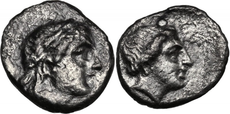 Greek Asia. Lesbos, Mytilene. AR Diobol, c. 400-350 BC. Obv. Laureate head of Ap...