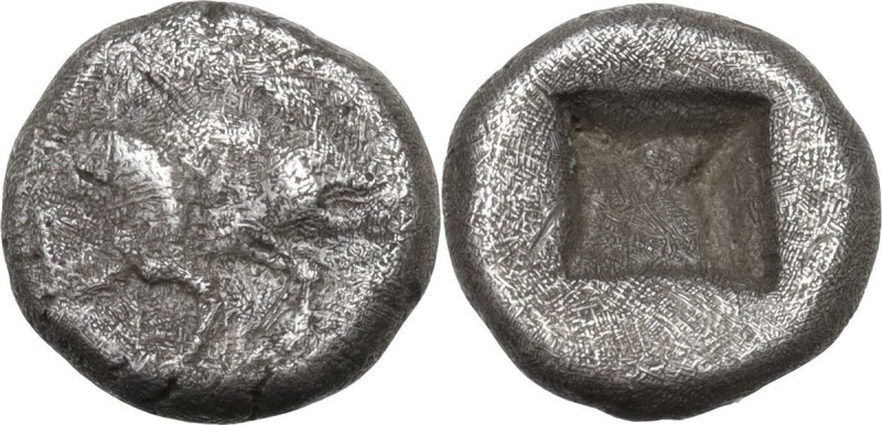 Greek Asia. Ionia, Klazomenai. AR Diobol, c. 499-494 BC. Obv. Forepart of winged...