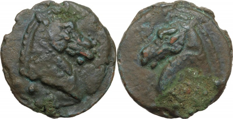 Apollo/Apollo series. AE Cast Triens, c. 275-270 BC. Obv. Head of horse right; b...