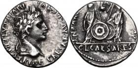 Augustus (27 BC - 14 AD). AR Denarius, Lugdunum mint. Struck 2 BC - 4 AD. Obv. CAESAR AVGVSTVS DIVI F PATER PATRIAE. Laureate head right. Rev. C L CAE...