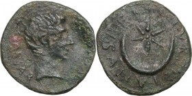 Augustus (27 B.C - 14 AD). Bronze core of a fourrèe Denarius, P. Petronius Turpilianus moneyer, 18 BC. Obv. CAESAR AVGVSTVS. Bare head right. Rev. TVR...