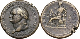 Vespasian (69-79 AD). Æ Sestertius, Rome mint, 77-78 AD. Obv. IMP CAES VESPASIAN AVG P M TR P P P COS VIII. Laureate head left. Rev. ANNONA AVGVST SC....